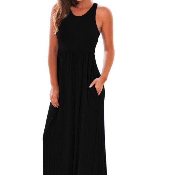 Sleeveless Racerback Loose Plain Maxi - Picture 1 of 3